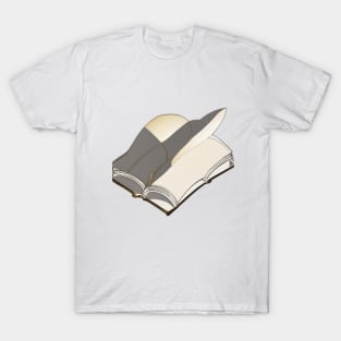 Elegant Quill and Open Book Illustration No. 463 T-Shirt